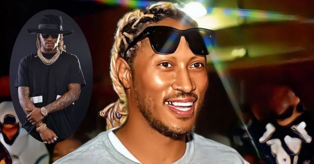 Close-up of Future, the rapper known for his chart-topping hits, posing for a photo. His real name is Nayvadius DeMun Wilburn